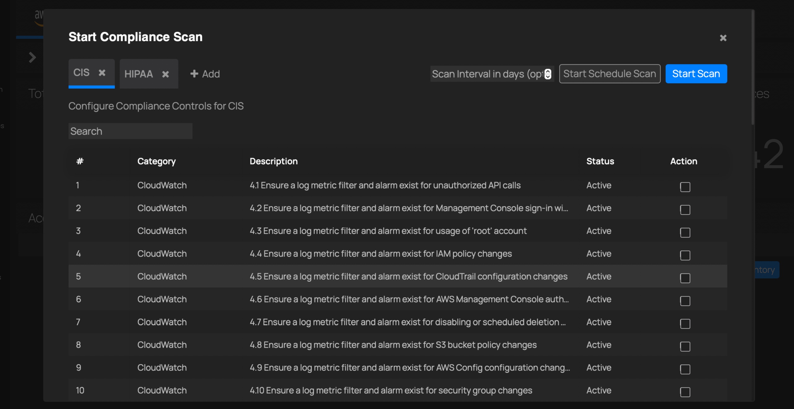 Cloud Compliance Scan - Chose Benchmark