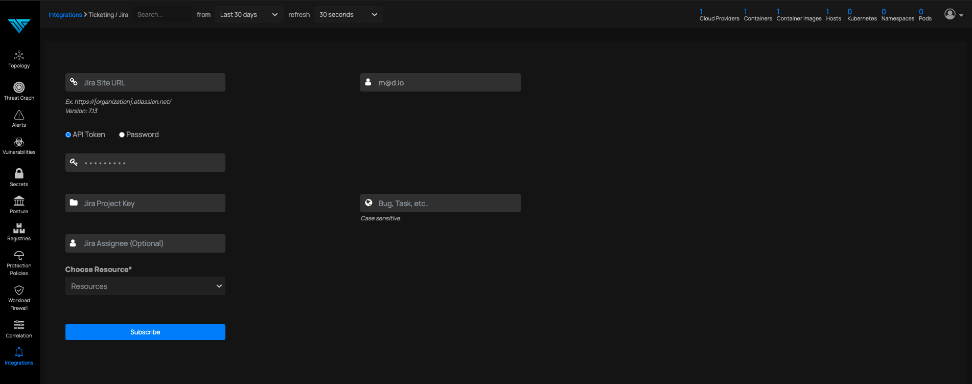 JIRA Integration Page