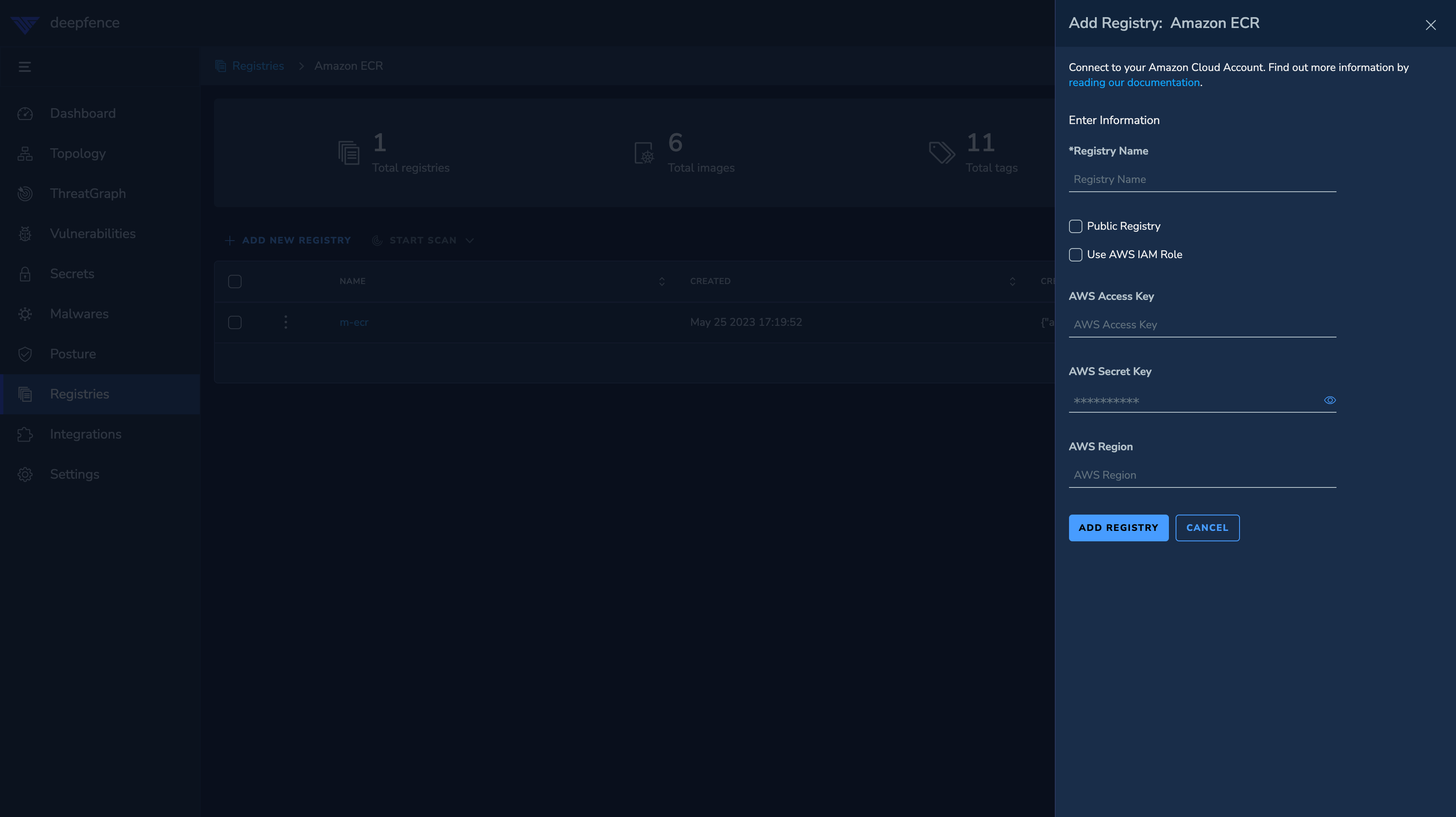 ECR Add Registry Form